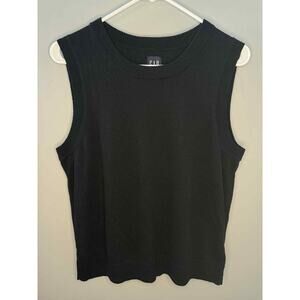 Gap Linen Blend Sleeveless Round Neck Tank Sweater Black Women's Petite Size M